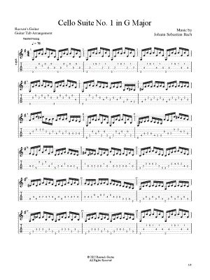 Cello Suite No. 1 In G Major, BWV 1007 by Razvan's Guitar - Sheet Music