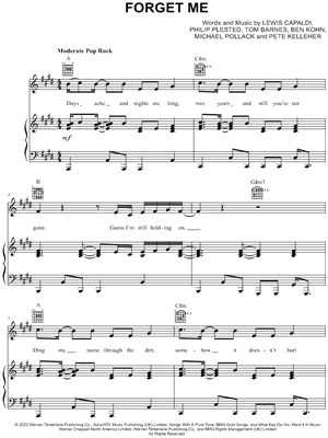 Forget Me by Lewis Capaldi - Sheet Music