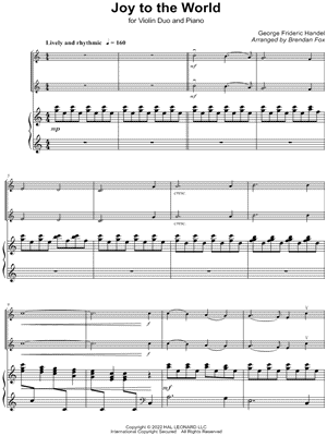 Joy to the World - Violin Duet & Piano