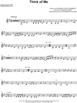 Think of Me - F Instrument from The Phantom of the Opera - Sheet Music