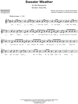 Sweater Weather [excerpt - easy] by Saxplained - Sheet Music