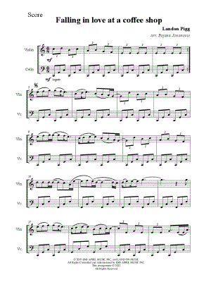 Falling in Love at a Coffee Shop - Violin & Cello by Bojana Jovanovic - Sheet Music