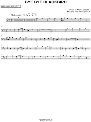Bye Bye Blackbird - Bass Clef Instrument
