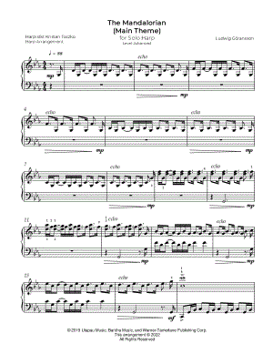 Star Wars: The Mandalorian (Main Theme) [advanced] by Harpistkt Kristan Toczko - Sheet Music