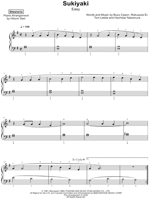 Sukiyaki [easy] by Sheeteria - Sheet Music
