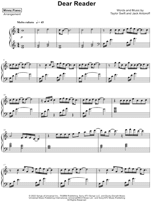 Dear Reader by Minnz Piano - Sheet Music