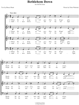 Bethlehem Down by Peter Warlock - Sheet Music