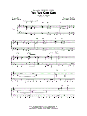 Yes We Can Can by The Pointer Sisters - Sheet Music