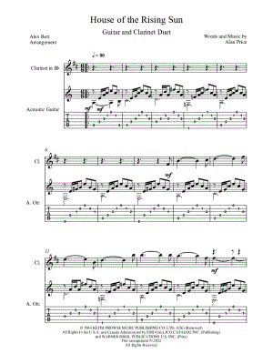 The House of the Rising Sun - Guitar & Clarinet