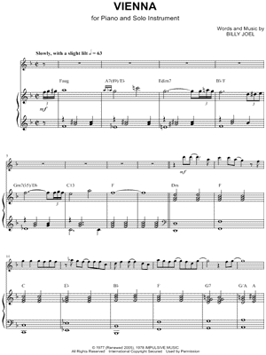 Vienna - Piano Accompaniment by Billy Joel - Sheet Music