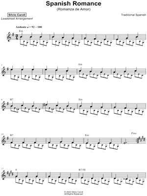 Spanish Romance by Silvio Caroli - Sheet Music