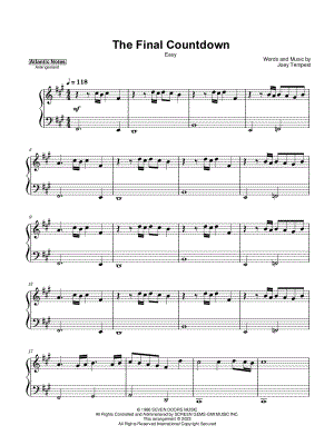 The Final Countdown [easy] by Atlantic Lights - Sheet Music