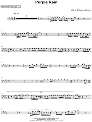 Purple Rain - Bass Clef Instrument by Prince - Sheet Music