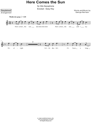Here Comes the Sun [excerpt - easy] by Saxplained - Sheet Music