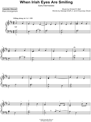 When Irish Eyes Are Smiling [early intermediate] by Jennifer Eklund - Sheet Music