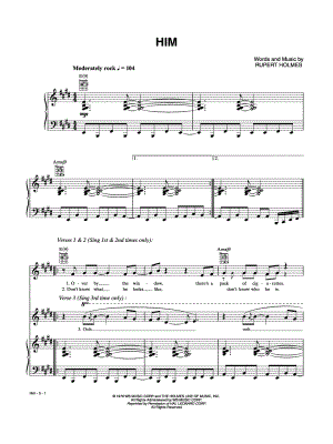Him by Rupert Holmes - Sheet Music