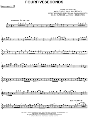 FourFiveSeconds - C Instrument by Rihanna - Sheet Music