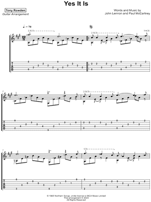 Yes It Is by Tony Rowden - Sheet Music