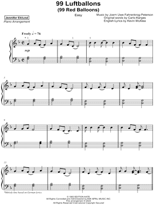 99 Red Balloons [easy]