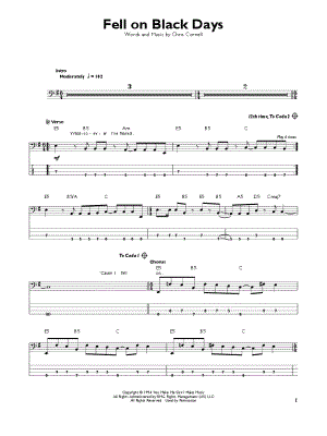 Fell on Black Days by Soundgarden - Sheet Music