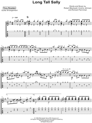 Long Tall Sally by Tony Rowden - Sheet Music