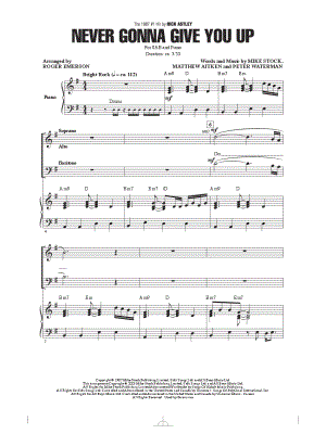 Never Gonna Give You Up by Rick Astley - Sheet Music