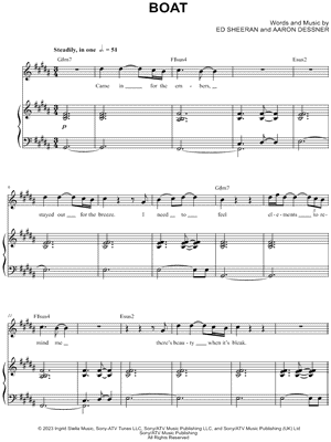 Boat by Ed Sheeran - Sheet Music