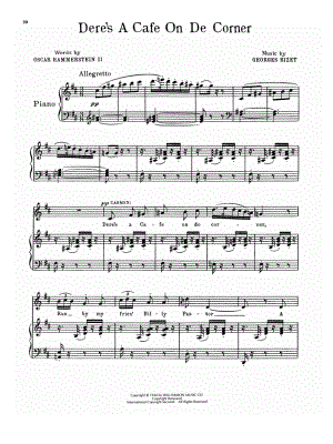 Dere's a Café on De Corner from Carmen Jones - Sheet Music