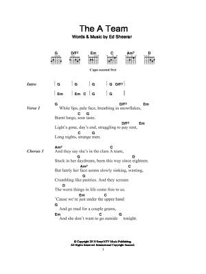 The A Team by Ed Sheeran - Sheet Music