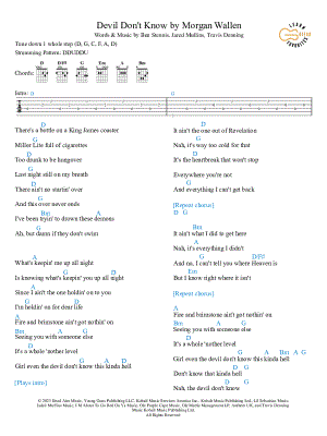 Devil Don't Know by Learn Guitar Favorites - Sheet Music