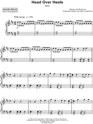 Head Over Heels [easy] by Jennifer Eklund - Sheet Music