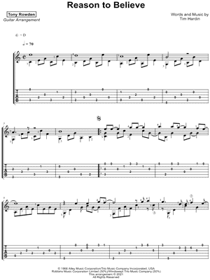 Reason to Believe by Tony Rowden - Sheet Music