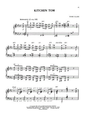 Kitchen Tom by Eubie Blake - Sheet Music