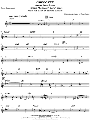 Cherokee by Eddie "Lockjaw" Davis - Sheet Music