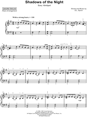 Shadows of the Night [easy - abridged] by Jennifer Eklund - Sheet Music