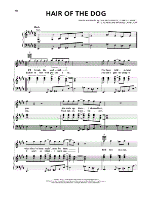 Hair of the Dog by Nazareth - Sheet Music