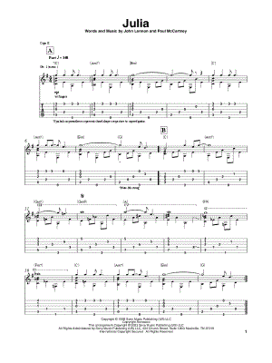 Julia by The Beatles - Sheet Music