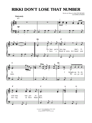 Rikki Don't Lose That Number by Steely Dan - Sheet Music