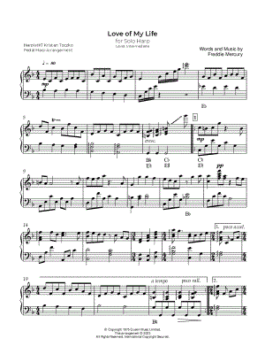 Love of My Life [intermediate] by Harpistkt Kristan Toczko - Sheet Music