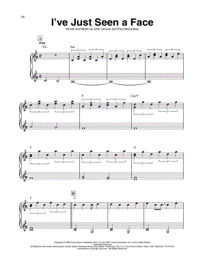 I've Just Seen a Face by The Beatles - Sheet Music