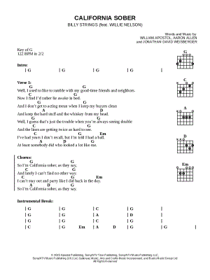 California Sober by Billy Strings feat. Willie Nelson - Sheet Music
