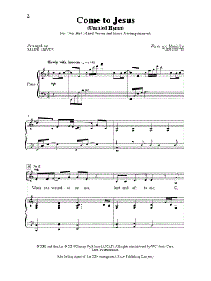 Untitled Hymn (Come to Jesus) by Mark Hayes - Sheet Music