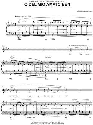 O del mio amato ben by Stefano Donaudy - Sheet Music