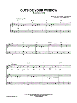 Outside Your Window from Knoxville - Sheet Music