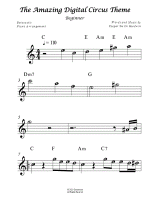 The Amazing Digital Circus Main Theme [beginner] by Betacustic - Sheet Music