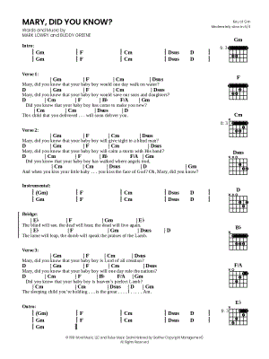 Mary, Did You Know? (G Minor)