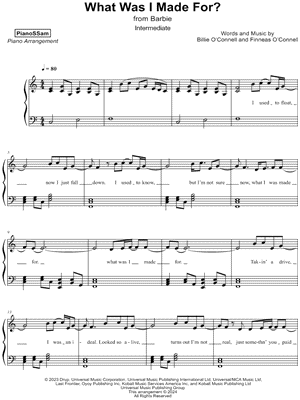 What Was I Made For? [intermediate] by PianoSSam - Sheet Music
