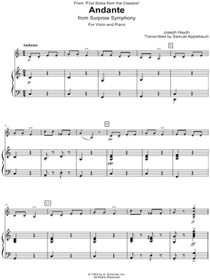 Andante from Surprise Symphony - Violin & Piano