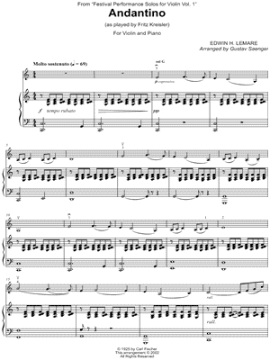 Andantino - Violin & Piano by Edwin Lemare - Sheet Music