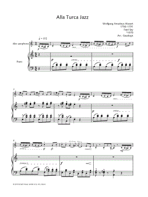 Alla Turca Jazz - Alto Saxophone & Piano